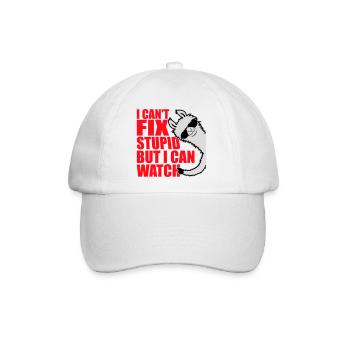 I Can't Fix Stupid But I Can Watch Sarkasmus Lama - Baseballkappe - Weiß/Weiß - Vorne