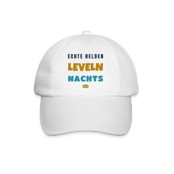 Echte Helden leveln nachts Gamer Spruch - Baseballkappe - Weiß/Weiß - Vorne