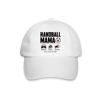 Handball Mama Shirt – Fahrdienst, Kuchen & Jubel - Baseballkappe - Weiß/Weiß - Vorne