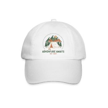 Bergcamping Abenteuer Retro - Baseballkappe - Weiß/Weiß - Vorne