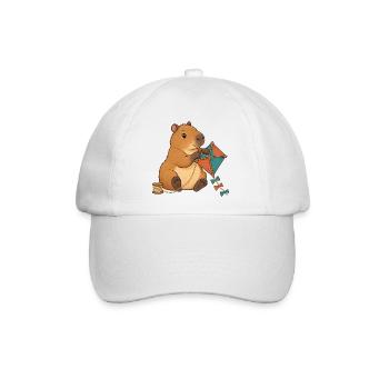 Capybara baut einen Papierdrachen - Baseballkappe - Weiß/Weiß - Vorne