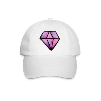 Pink-Lila-Kristall-Edelstein - Baseballkappe - Weiß/Weiß - Vorne