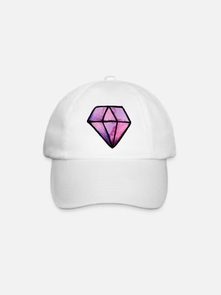 Pink-Lila-Kristall-Edelstein - Baseballkappe - Weiß/Weiß