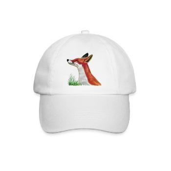Fuchs schnuppert im Gras - Baseballkappe - Weiß/Weiß - Vorne