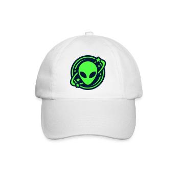 Alien Kopf Weltraum Logo - Baseballkappe - Weiß/Weiß - Vorne