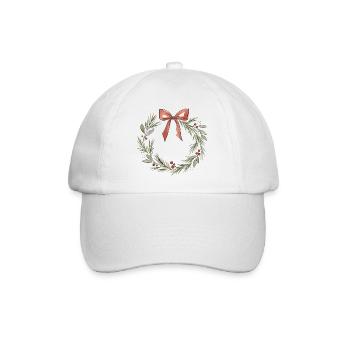 Sanfte rosa Schleife Weihnachtskranz - Baseballkappe - Weiß/Weiß - Vorne