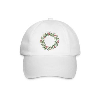 Minimalistisches Weihnachtskranz-Aquarell - Baseballkappe - Weiß/Weiß - Vorne