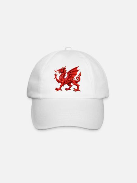 Walisischer Roter Drache - Baseballkappe - Weiß/Weiß