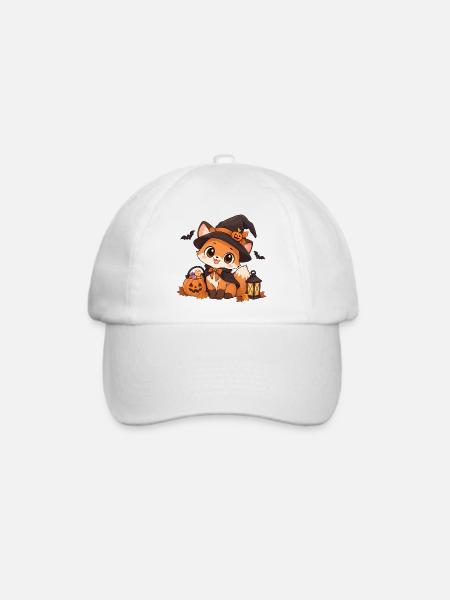 Süßer Kawaii Fuchs als Hexe - Baseballkappe - Weiß/Weiß
