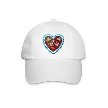 22 Lebkuchenherz Schatzi Liebe Bayern Herzen - Baseballkappe - Weiß/Weiß - Vorne