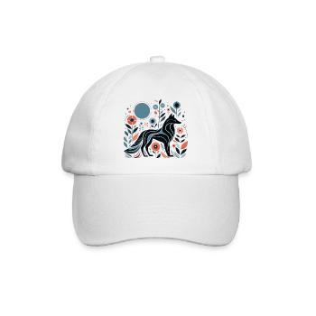 Floraler Wolf - Baseballkappe - Weiß/Weiß - Vorne