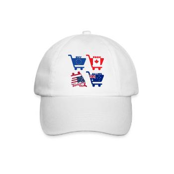 Kaufen Sie bei Allies: Boykott USA, Einkaufswagen - Baseballkappe - Weiß/Weiß - Vorne