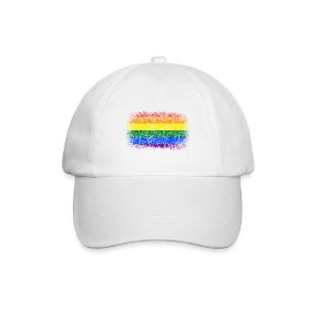 Regenbogenfahne Used Look - Baseballkappe - Weiß/Weiß - Vorne