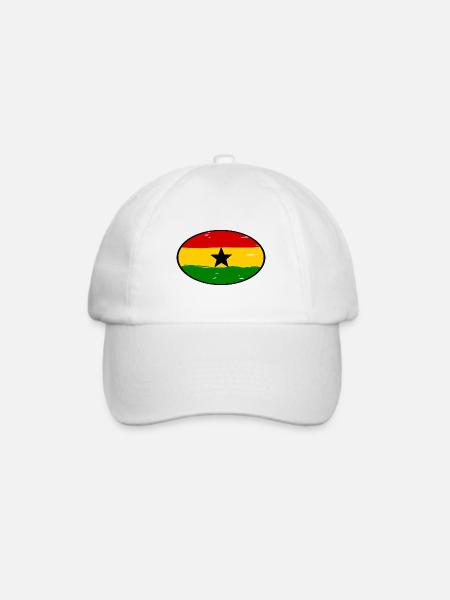 Ghana Aufkleber - Baseballkappe - Weiß/Weiß