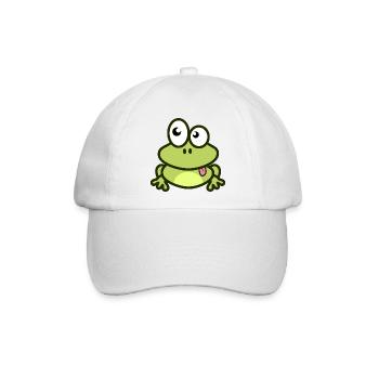 Lustiger Frosch in grün und Comic Stil - Baseballkappe - Weiß/Weiß - Vorne