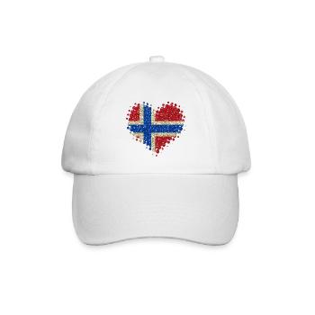 Ich Liebe Norwegen - Fahne Glitzer Nationalfarben - Baseballkappe - Weiß/Weiß - Vorne