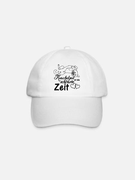 Kuschelzeit,schönste Zeit Hunde, Sprüche, Geschenk - Baseballkappe - Weiß/Weiß