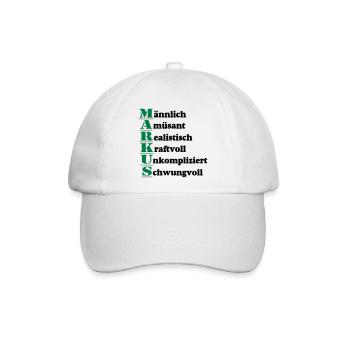 Markus , Vorname,Namensschild,Name,Fun Shirt (25) - Baseballkappe - Weiß/Weiß - Vorne