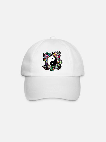 Buntes Yin und Yang Fanstasie Motiv - Baseballkappe - Weiß/Weiß