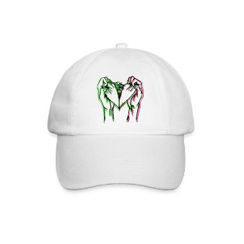 Neon Herzhand Silhouette - Baseballkappe - Weiß/Weiß - Vorne