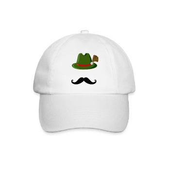 Bayrischer Gambsbarthut mit Mustache Geschenk - Baseballkappe - Weiß/Weiß - Vorne