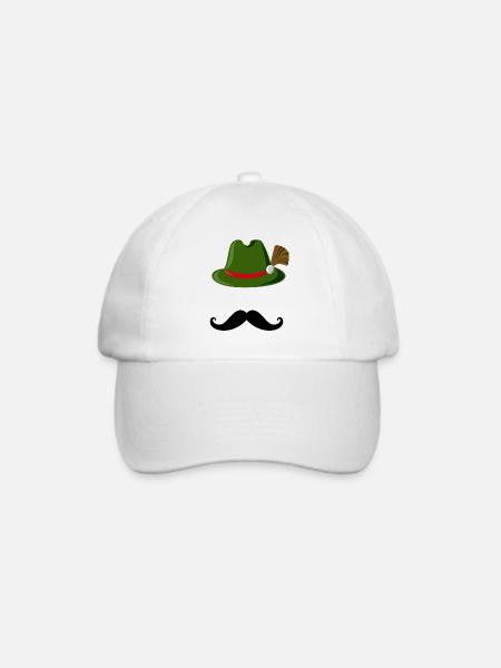 Bayrischer Gambsbarthut mit Mustache Geschenk - Baseballkappe - Weiß/Weiß