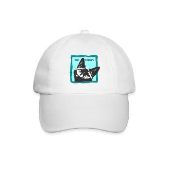 Katzenporträt mit Slogans - Baseballkappe - Weiß/Weiß - Vorne