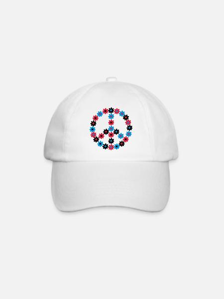 Blumen Friedenszeichen - Baseballkappe - Weiß/Weiß
