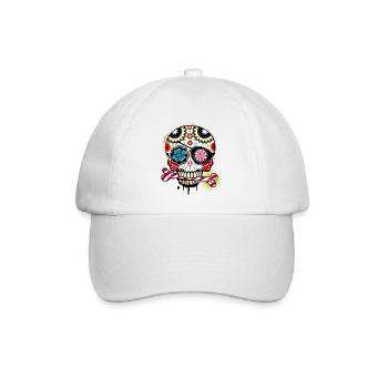 Totenkopf mit Augenklappe und Zuckerstange - Baseballkappe - Weiß/Weiß - Vorne