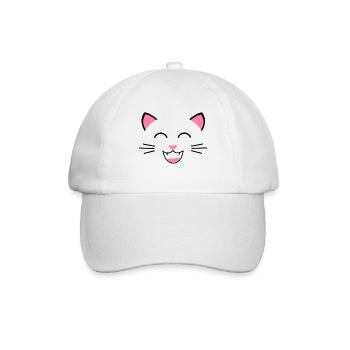 Grinsekatze Katze Kätzchen Katzenbaby Miau - Baseballkappe - Weiß/Weiß - Vorne