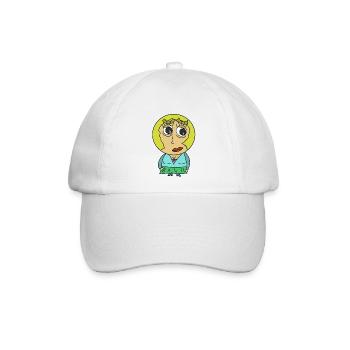 Rundkopf Frau Comicfigur blond Blondine Hübsch wtf - Baseballkappe - Weiß/Weiß - Vorne