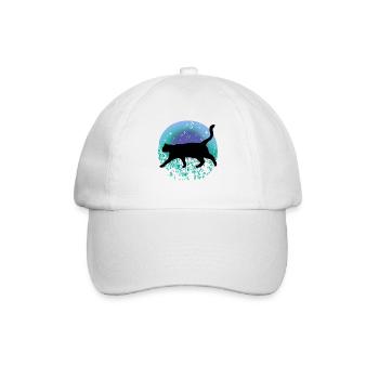Schwarze Katze - Baseballkappe - Weiß/Weiß - Vorne