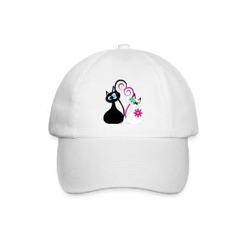 Katzendame Katzengesicht - Baseballkappe - Weiß/Weiß - Vorne