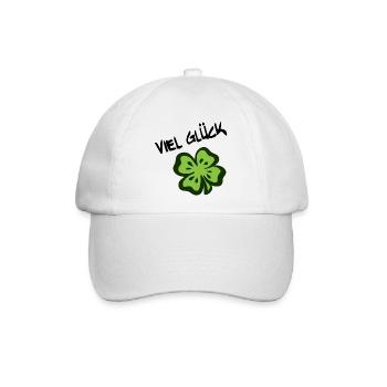VIEL GLÜCK! Vierblättriges Kleeblatt - Baseballkappe - Weiß/Weiß - Vorne