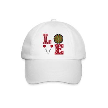 Dart Spiel Liebe Love Dartscheibe Pfeile Geschenk - Baseballkappe - Weiß/Weiß - Vorne