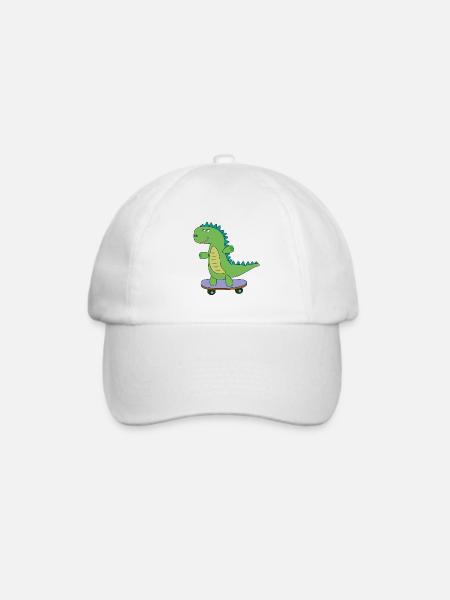 Süßer Dino Skateboard, Dinosaurier, Skaten Kinder - Baseballkappe - Weiß/Weiß