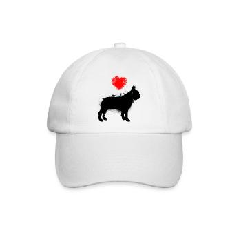 Französische Bulldogge Wunschname - Baseballkappe - Weiß/Weiß - Vorne