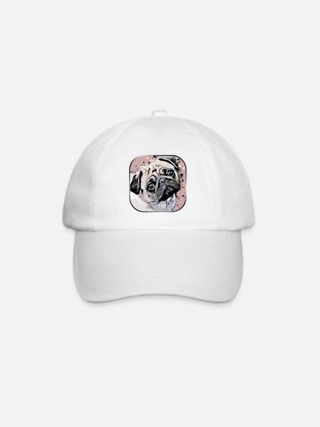 Mops - Baseballkappe - Weiß/Weiß