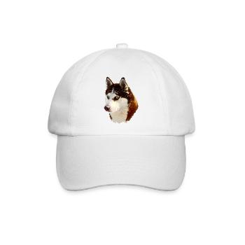 Nordischer Husky Kopf Zeichnung - Baseballkappe - Weiß/Weiß - Vorne