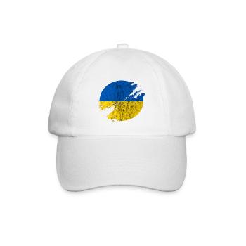 Ukraine Kreis verschwommen Vintage / Geschenk - Baseballkappe - Weiß/Weiß - Vorne
