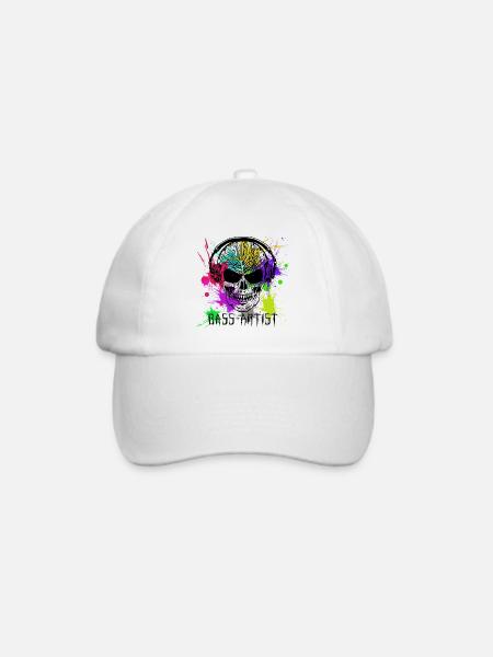 Totenkopf Bass-Artist Techno Splash - Baseballkappe - Weiß/Weiß