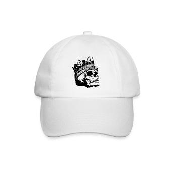 Skull Crown König Totenkopf Skelett King Majestät - Baseballkappe - Weiß/Weiß - Vorne