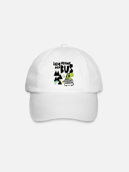 Ich nehme den Bus Mama! Dino Einschulung - Baseballkappe - Weiß/Weiß