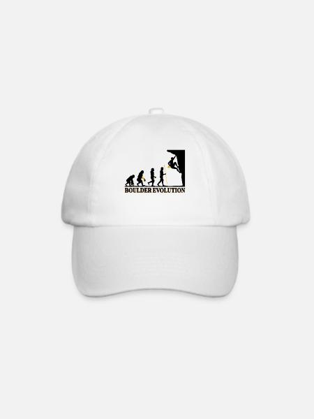 Boulder Evolution Klettern Bergsteigen Spruch - Baseballkappe - Weiß/Weiß