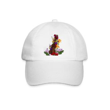 Kaputte Geige mit Blumen Klassische Musik - Baseballkappe - Weiß/Weiß - Vorne