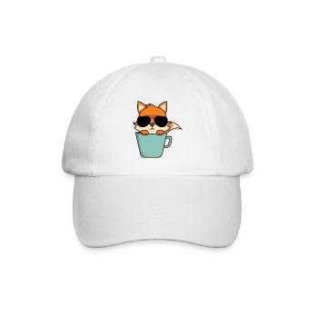Cooler Fuchs in Kaffeetasse - Baseballkappe - Weiß/Weiß - Vorne