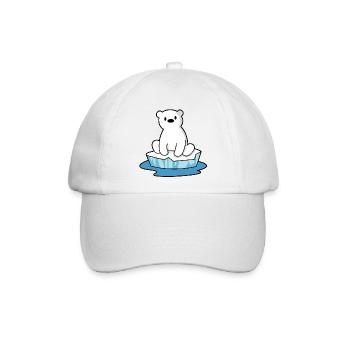 Der sitzende Eisbär - Baseballkappe - Weiß/Weiß - Vorne
