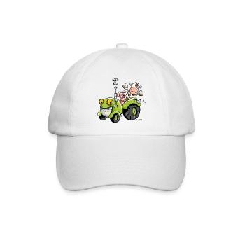 Tiere auf Traktor - Baseballkappe - Weiß/Weiß - Vorne