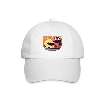Kenia Design mit Landschaft / Geschenk - Baseballkappe - Weiß/Weiß - Vorne