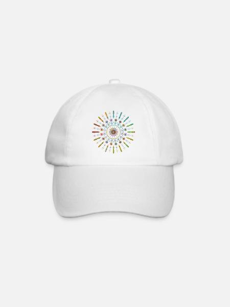 Mandala Yoga tribal Sonne strahlend gelb bunt - Baseballkappe - Weiß/Weiß